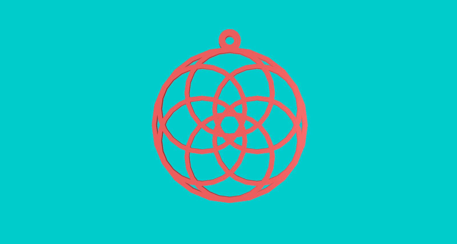 A pendant is shown on the screen that is made up of many overlapping hollow cylinders.