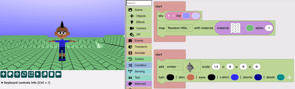 An example output from the add a character instructions showing a character in a T-pose.