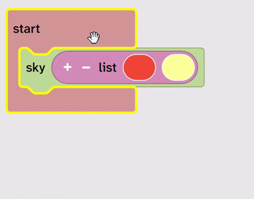 A stack of blocks is disabled and enabled.