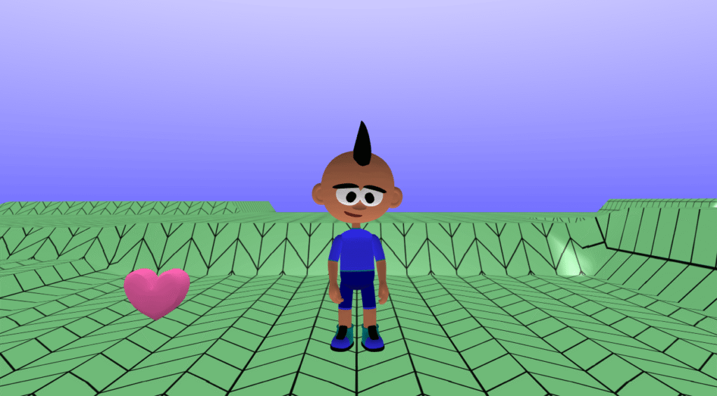 Example output from the instructions showing a heart next to the character.