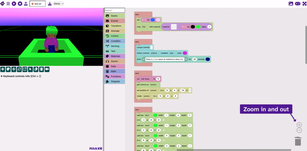 Screenshot showing the zoom tools.