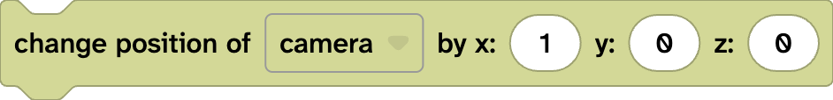 Flock XR code block reading change position of camera to x: 1 y: 0 z: 0 