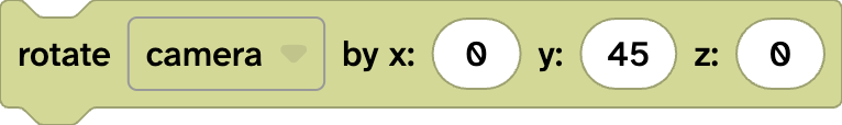 Flock XR code block reading rotate  camera by x: 0 y: 45 z: 0 
