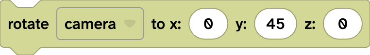 Flock XR code block reading rotate  camera to x: 0 y: 45 z: 0 