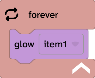 A glow block is inside a forever block.