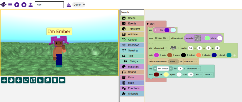 A character talks in Flock XR.