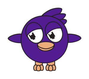 Flock XR purple bird mascot