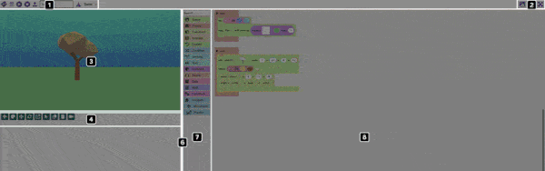 A gif showing the slider bar between the flock xr canvas and toolbox is highlighted yellow. Left and right arrow keys are being pressed and the slider is moving to make the canvas bigger and smaller.