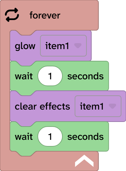 A forever loop with glow, wait, clear and wait inside it.