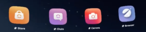 A row of icons in a VR headset. One icon says 'Browser' below it. It is a Meta Quest browser and the icon is blue. 