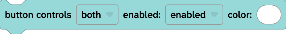 The button controls block in Flock XR showing 'button controls both enabled enabled colour white.