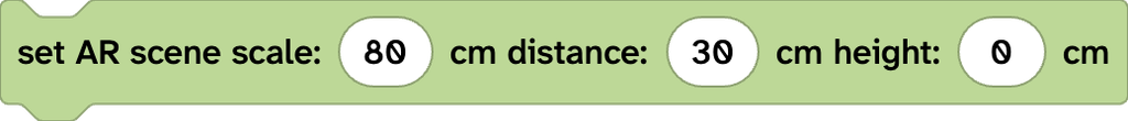 The set AR scele block with properties for scale, distance, and height