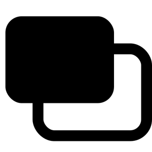 Two rectangles overlapping each other. They have a landscape layout. The front rectangle is filled.